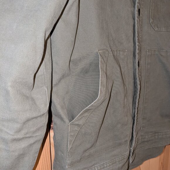 Off The Grid Torch Canvas Jacket Mens Medium Army Green Flannel Lined Snap Close - Picture 4 of 14